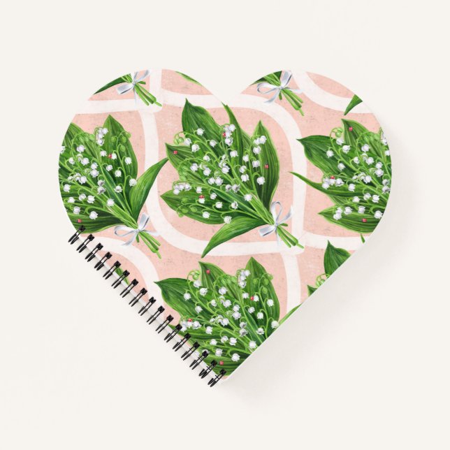 Cuaderno Bouquet de lilas del valle flores en rosa (Anverso)