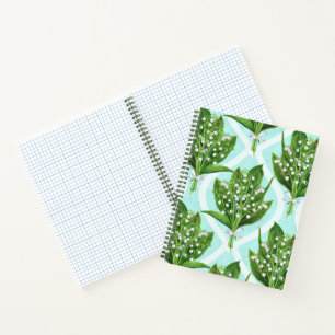 Cuaderno Bouquet de lirio del valle flores en azul