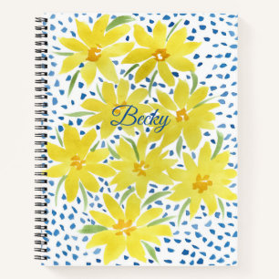 Cuaderno Bouquet de margarita amarilla con puntos azules