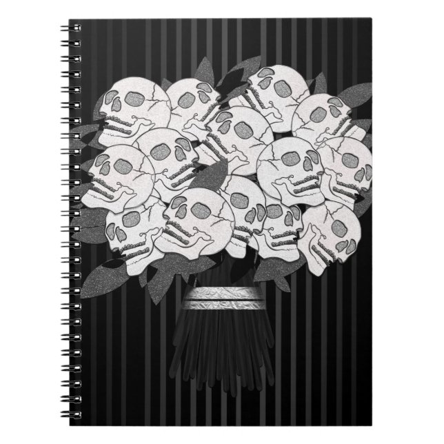 Cuaderno Bouquet de Rosas del cráneo Fiesta gótico negro y  (Frente)
