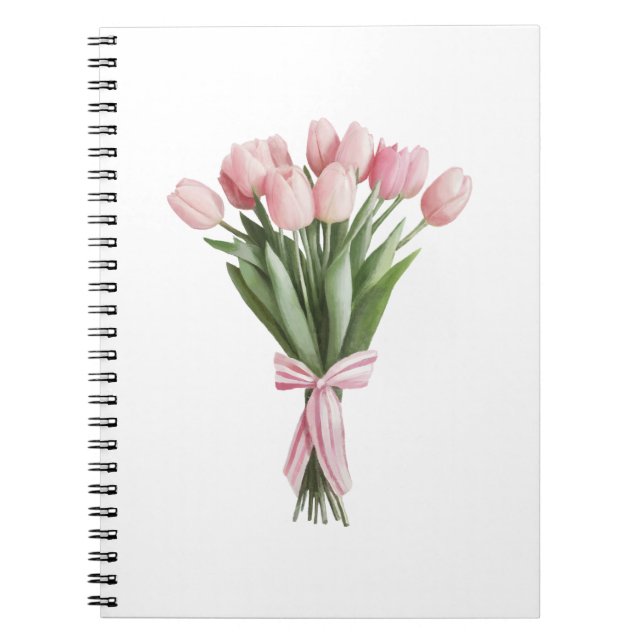 Cuaderno Bouquet de tulipanes rosados (Frente)