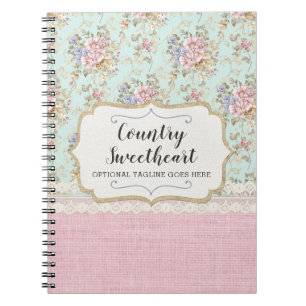 Cuaderno Boutique floral rosado elegante lamentable del