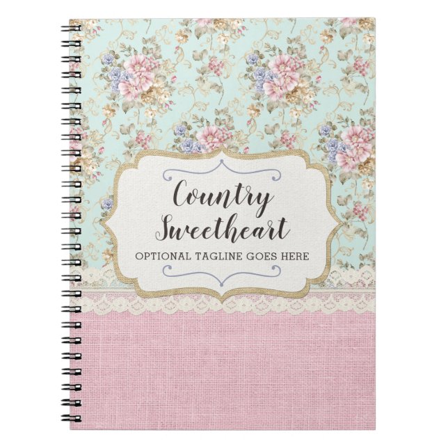 Cuaderno Boutique floral rosado elegante lamentable del (Frente)