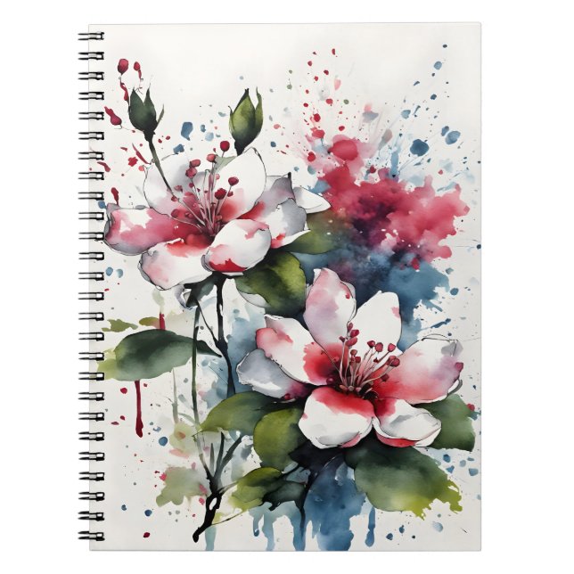 Cuaderno Bouvardia - Flores de acuarela (Frente)