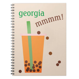 Cuaderno Bóveda de burbuja divertida/Boba Tea Custom Name N