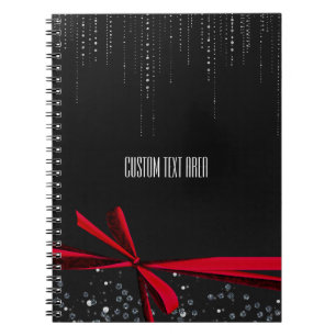 Cuaderno Bow rojo parkle Ribbon y Bling Journal Notebook
