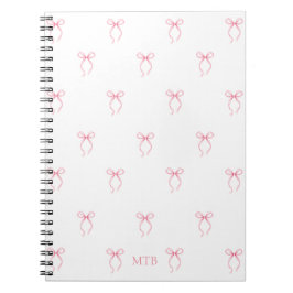 Cuaderno Bow rosado monogramado