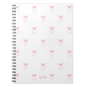 Cuaderno Bow rosado monogramado