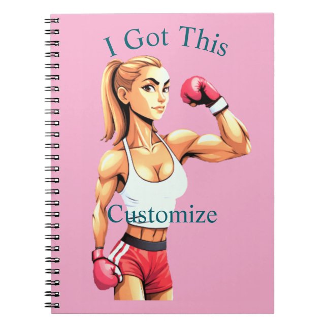 Cuaderno Boxeadora Femenina En Forma Thunder_Cove (Frente)