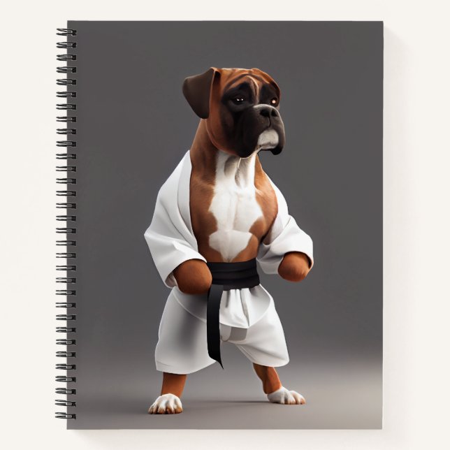 Cuaderno Boxer Dog Play Karate, Boxer Dog Karate Player (Anverso)