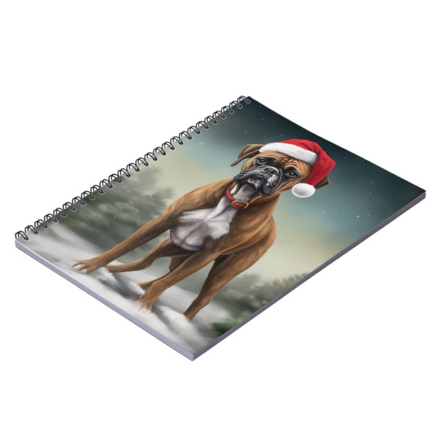 Cuaderno Boxer en la nieve Navidad  (Lado Izquierdo)