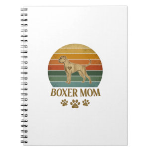 Cuaderno Boxer Mamá Perro Retro Atardecer Huellas De Patas_