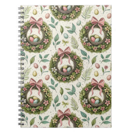 Cuaderno Boxwood Easter Wreath Pink Bow with Egg
