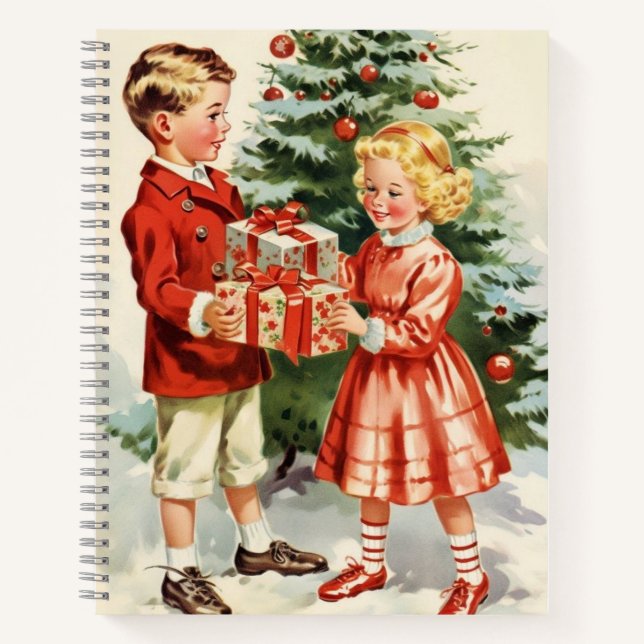 Cuaderno Boy and girl giving each other Christmas presents (Anverso)