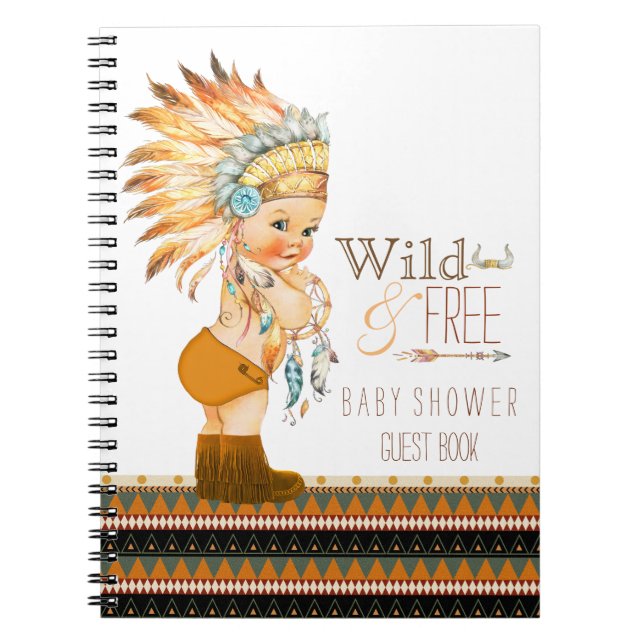 Cuaderno Boys Tribal Wild and Free Baby Shower Guest Book (Frente)