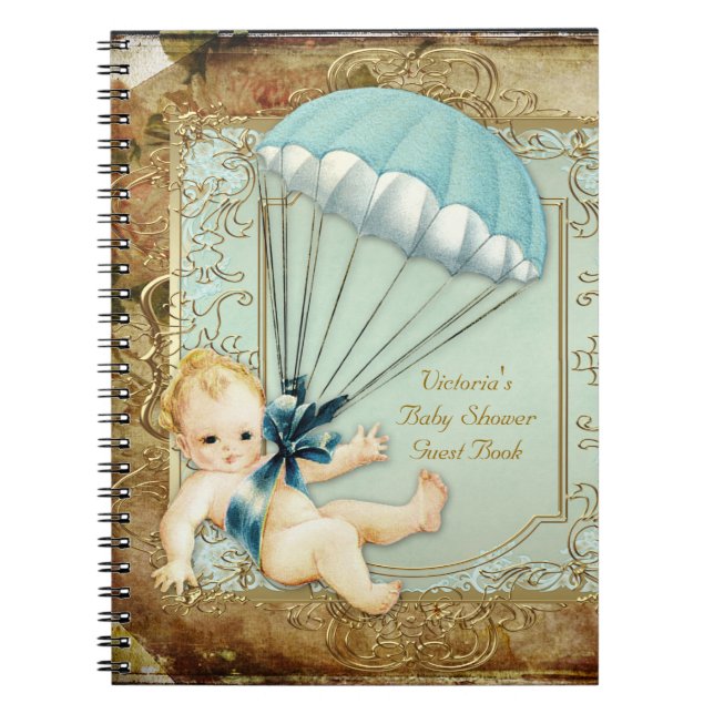 Cuaderno Boys Vintage Baby Shower Guest Book (Frente)
