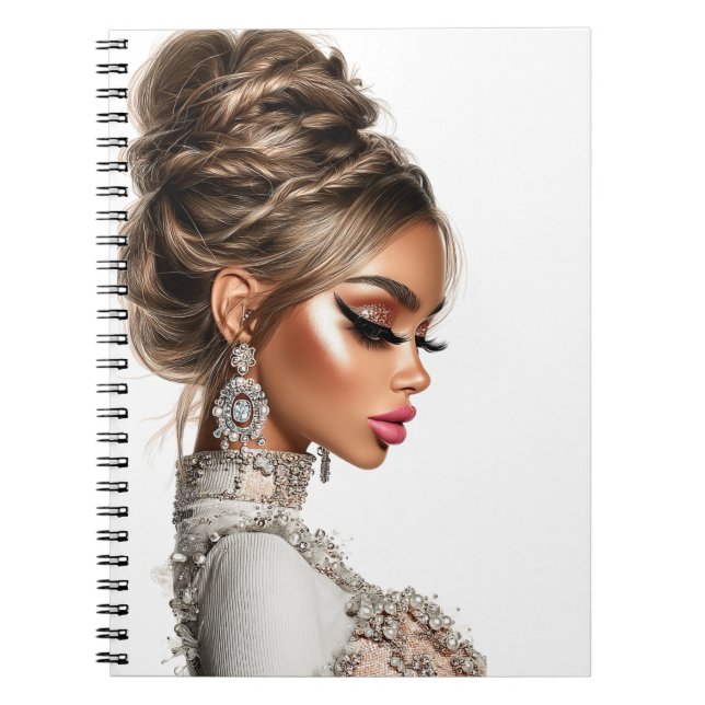 Cuaderno  Braided Elegance Glam Girl Spiral Photo Notebook (Frente)