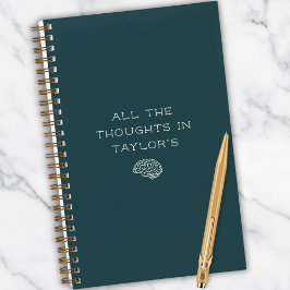 Cuaderno Brain Dump List Thoughts Teal Green Personalized