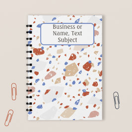 Cuaderno Brick Red Blue & Tan Marble Chips Terrazzo Pattern