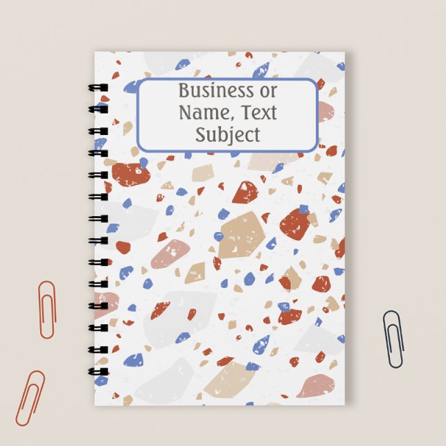 Cuaderno Brick Red Blue & Tan Marble Chips Terrazzo Pattern (Subido por el creador)