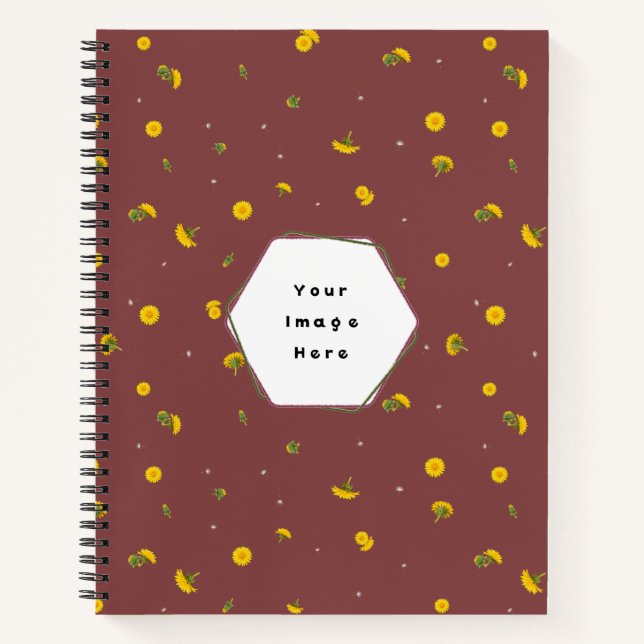Cuaderno Brick Red Japanese Dandelion Floral Pattern (Anverso)