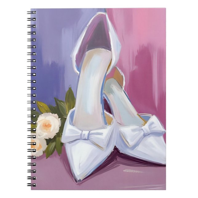 Cuaderno Bridal Heels | White Bow Rose Watercolor Wedding (Frente)
