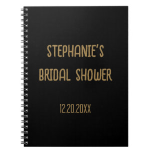 Cuaderno Bridal Shower Name Black Gold Boda Guest