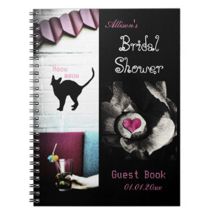 Cuaderno Bridal Shower, planificador con gato y corazón