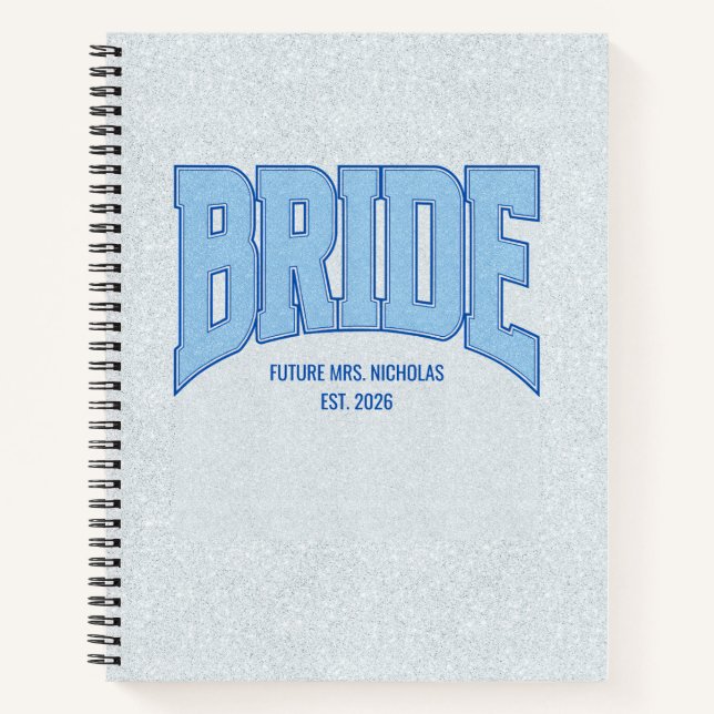 Cuaderno BRIDE Faux Glitter Varsity Engagement Bridal (Anverso)