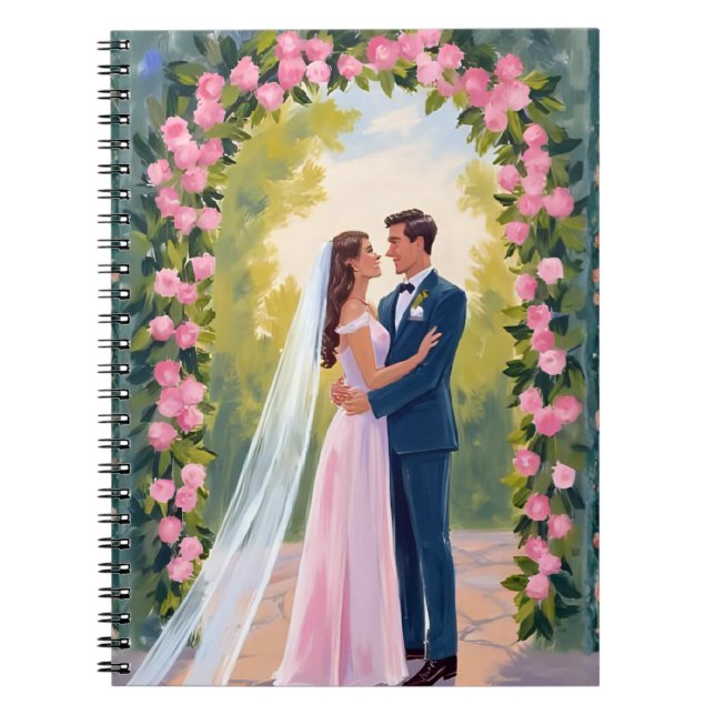 Cuaderno Bride & Groom Garden Arch | Floral Wedding Painted (Frente)