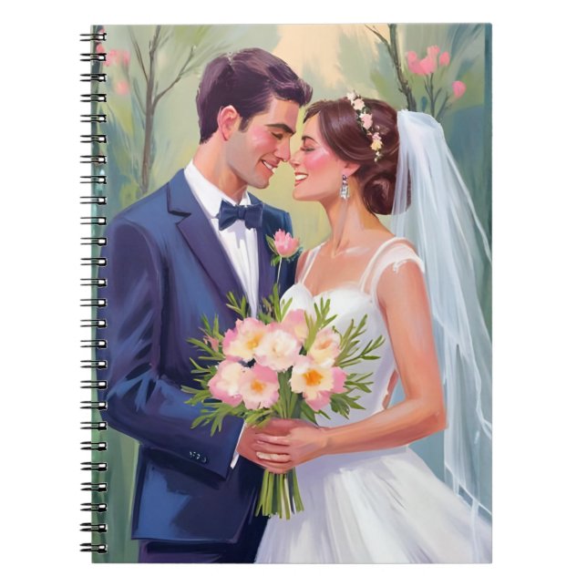 Cuaderno Bride & Groom | Wedding Newlyweds Watercolor (Frente)