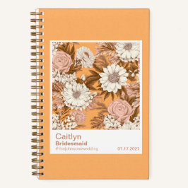 Cuaderno Bridesmaid Boho Orange and Peach Floral Pattern