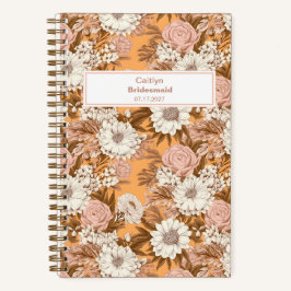Cuaderno Bridesmaid Boho Orange and Peach Floral Pattern