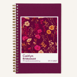 Cuaderno Bridesmaid Burgundy Floral Pattern Swatch
