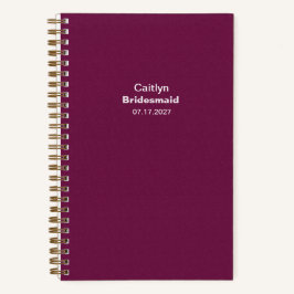 Cuaderno Bridesmaid Burgundy Typographic Notebook