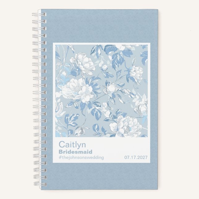 Cuaderno Bridesmaid Dusty Blue Floral Pattern Swatch (Anverso)