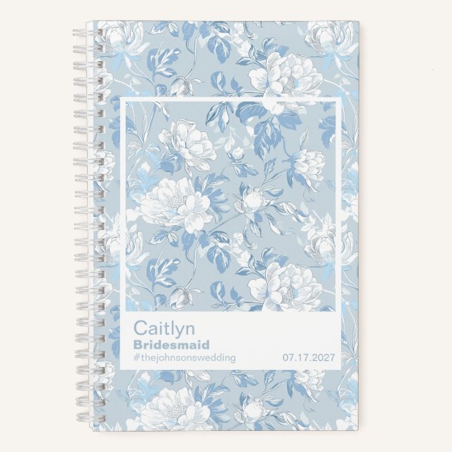 Cuaderno Bridesmaid Dusty Blue Floral Pattern Swatch (Anverso)