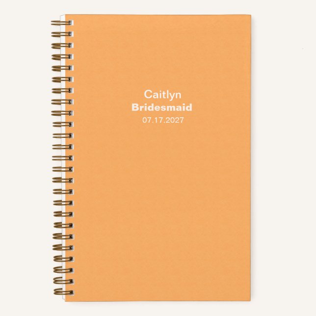 Cuaderno Bridesmaid Orange Typographic Notebook (Anverso)