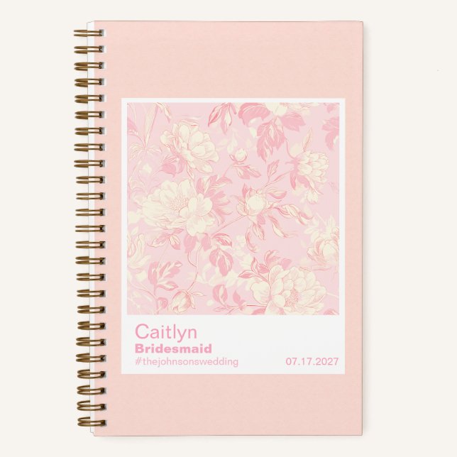 Cuaderno Bridesmaid Soft Peach Floral Pattern Swatch (Anverso)