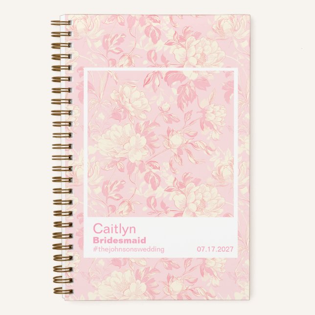 Cuaderno Bridesmaid Soft Peach Floral Pattern Swatch (Anverso)