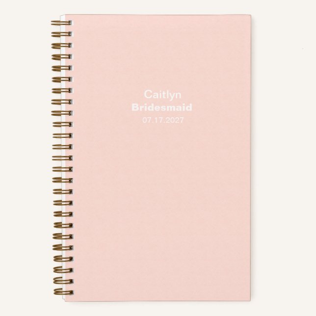 Cuaderno Bridesmaid Soft Peach Typographic (Anverso)