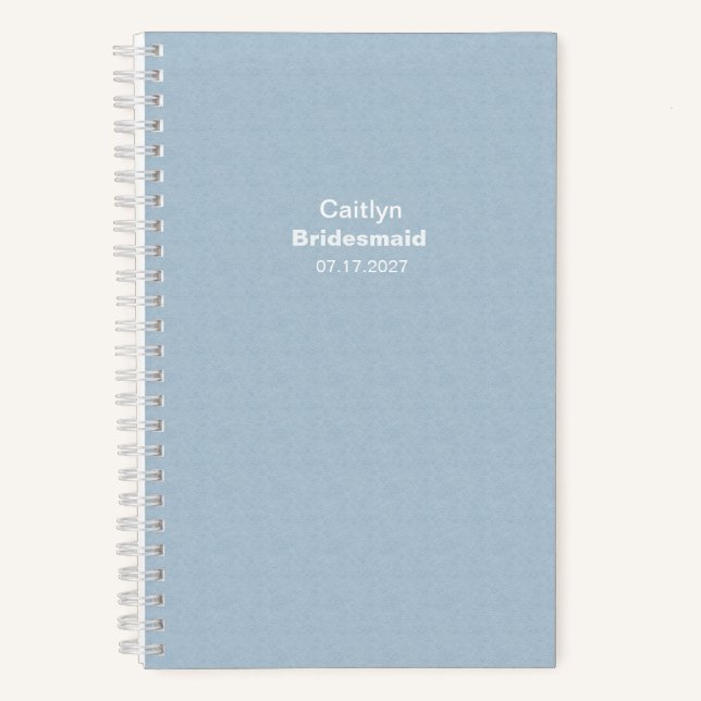 Cuaderno Bridesmaid Textured Dusty Blue Typographic (Anverso)