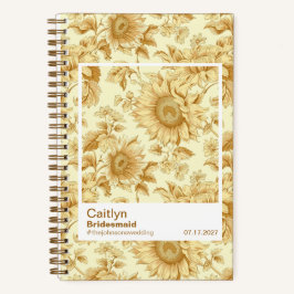 Cuaderno Bridesmaid Yellow Sunflowers Floral Pattern
