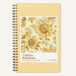 Cuaderno Bridesmaid Yellow Sunflowers Floral Pattern Swatch
