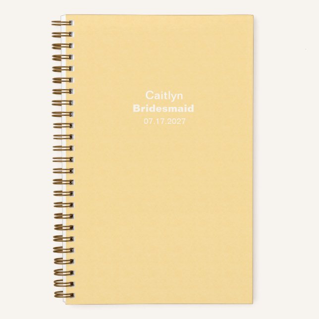 Cuaderno Bridesmaid Yellow Typographic Notebook (Anverso)