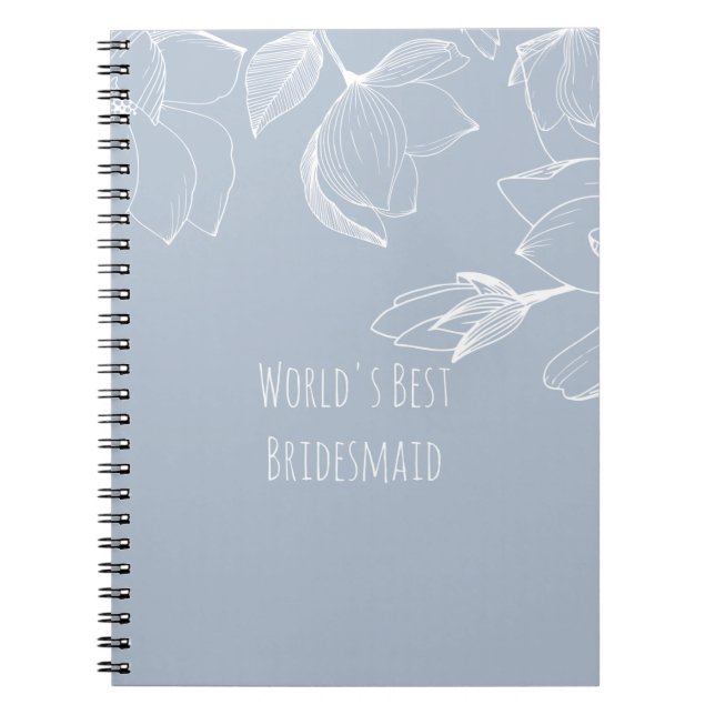 Cuaderno BRIDESMAIDS GIFTS Dusty Blue White Magnolias (Frente)