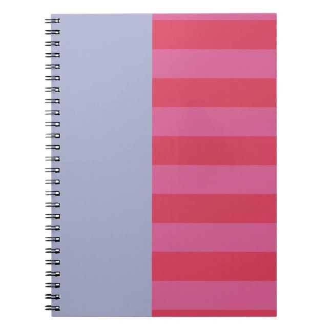 Cuaderno Bright Cheerful pink and ice blue striped design (Frente)