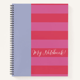 Cuaderno Bright Cheerful pink and ice blue striped design