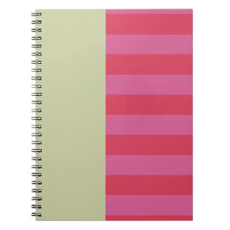 Cuaderno Bright Cheerful pink and sage green striped design