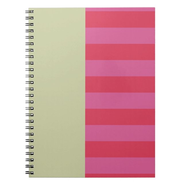 Cuaderno Bright Cheerful pink and sage green striped design (Frente)